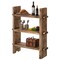 Vintiquewise Natural Wooden Rustic Bark Three Tier Shelf Display for Entryway, Kitchen, and Outdoor